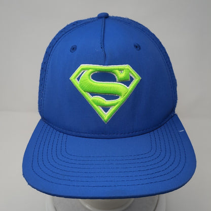 Superman Snapback Hat Blue One Size Adjustable Embroidered Breathable 6 Panel