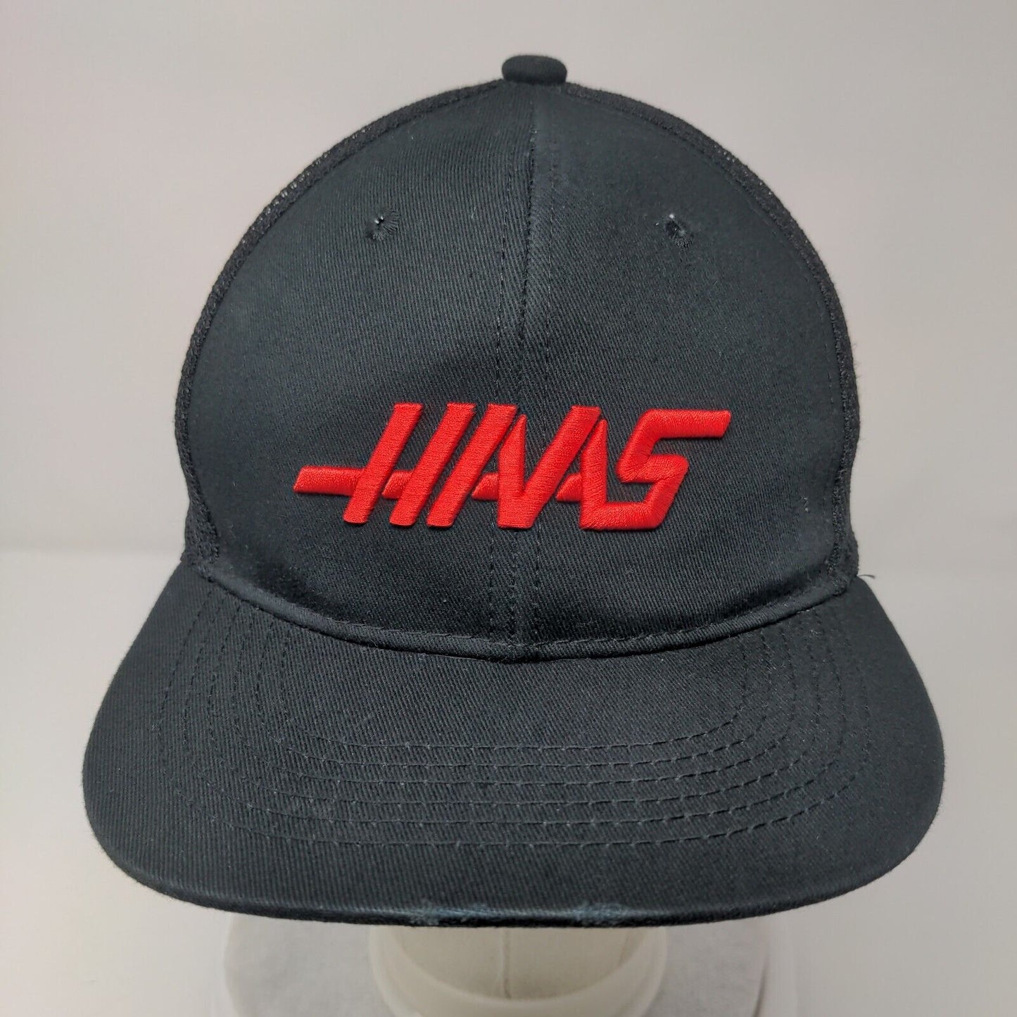 Haas Snapback Mesh Back Trucker Hat Black OSFA Adjustable Embroidered