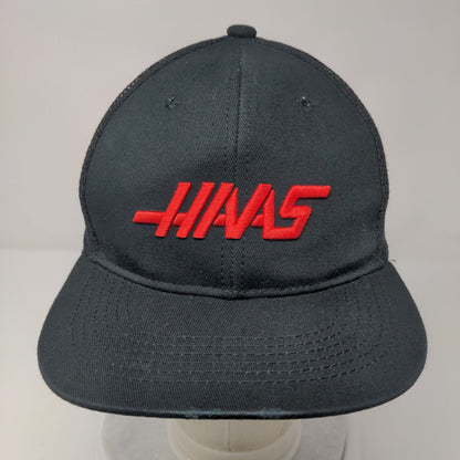 Haas Snapback Mesh Back Trucker Hat Black OSFA Adjustable Embroidered