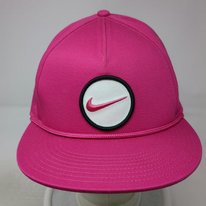 Nike 5 Panel Pink One Size Snapback Hat Golf Swoosh Patch Rope Green Underbill