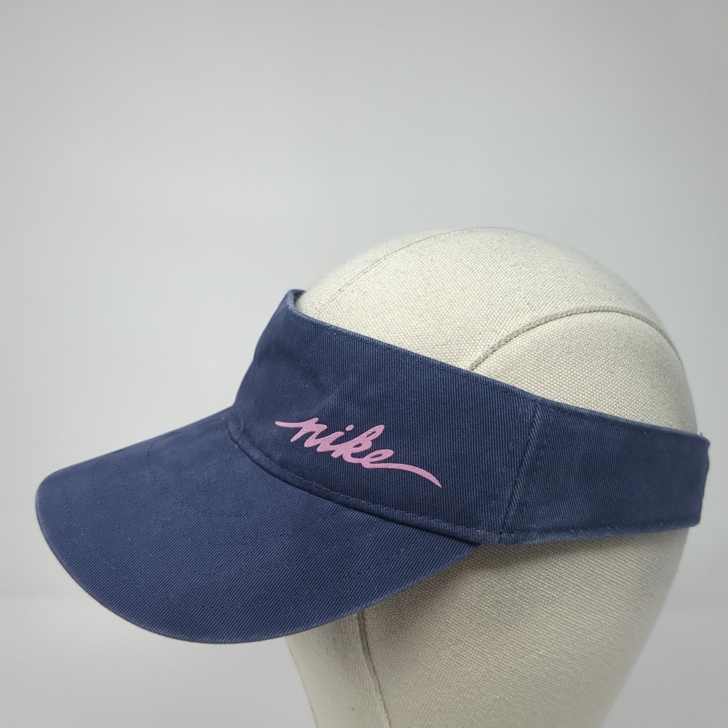 Nike Sun Visor Hat Blue One Size Adjustable Strap Lightweight Embroidered Swoosh