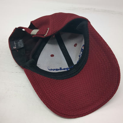 Champion Baseball Cap Red One Size Embroidered Logo Adjustable Hat Pique Mesh
