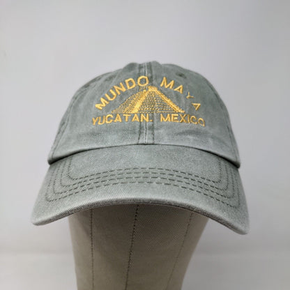 Mundo Maya Men's Strapback Hat Adjustable Green Embroidered Yucatan Mexico