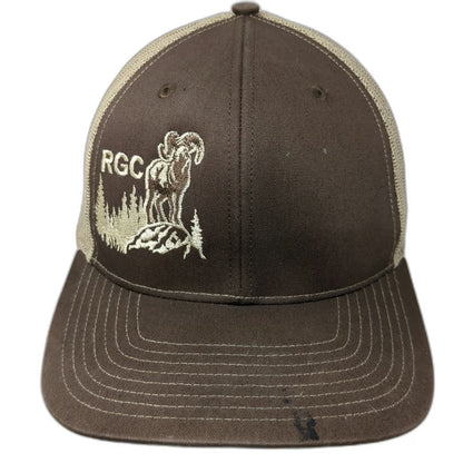 Richardson 112 Trucker Hat Brown One Size RGC Ram Sheep Forest Mesh Snapback