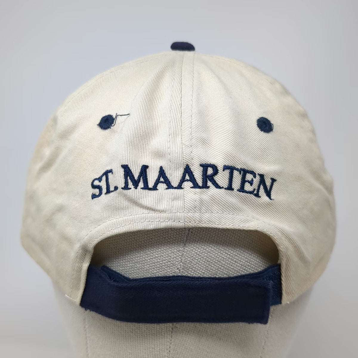Beige OSFM Baseball Cap Hat St Maarten Martin Scuba Sailboat Palm Tree Strapback