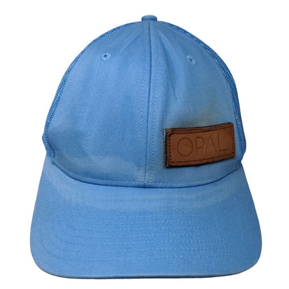 Opal Leather Patch Snapback Trucker Hat Blue One Size Richardson Mesh Back