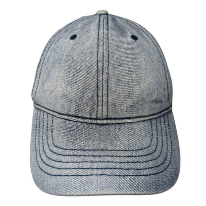 Unbranded Slideback Hat Blue One Size Solid Denim Leather Strap Blank