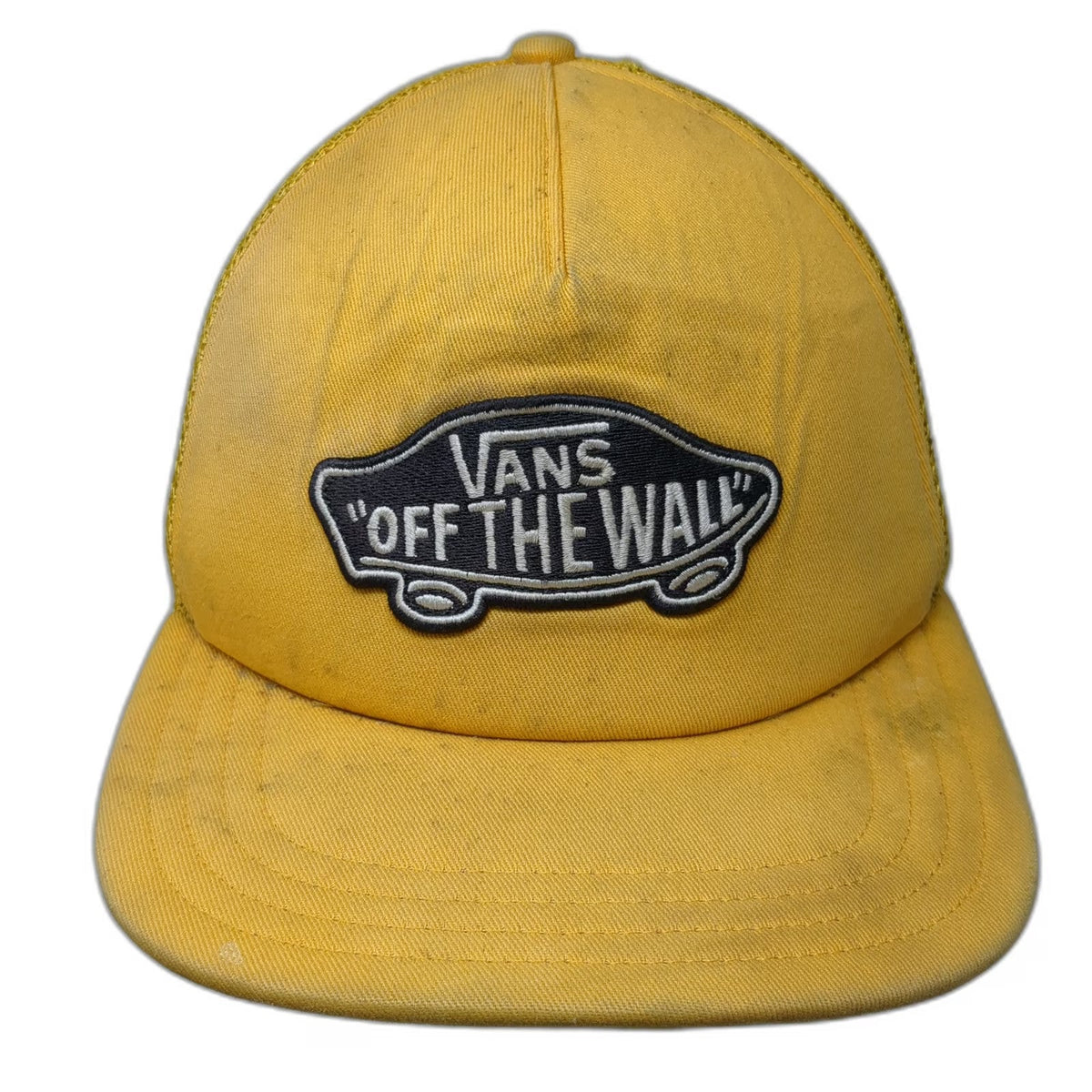 Vans Trucker Hat Yellow One Size Mesh Back Snapback Skateboard Logo Patch Hat