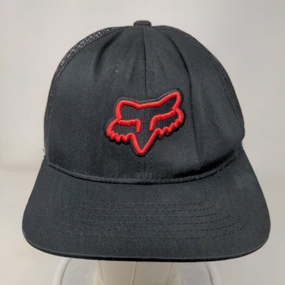 Fox Head Snapback Mesh Back Trucker Hat Black OSFA Embroidered Logo