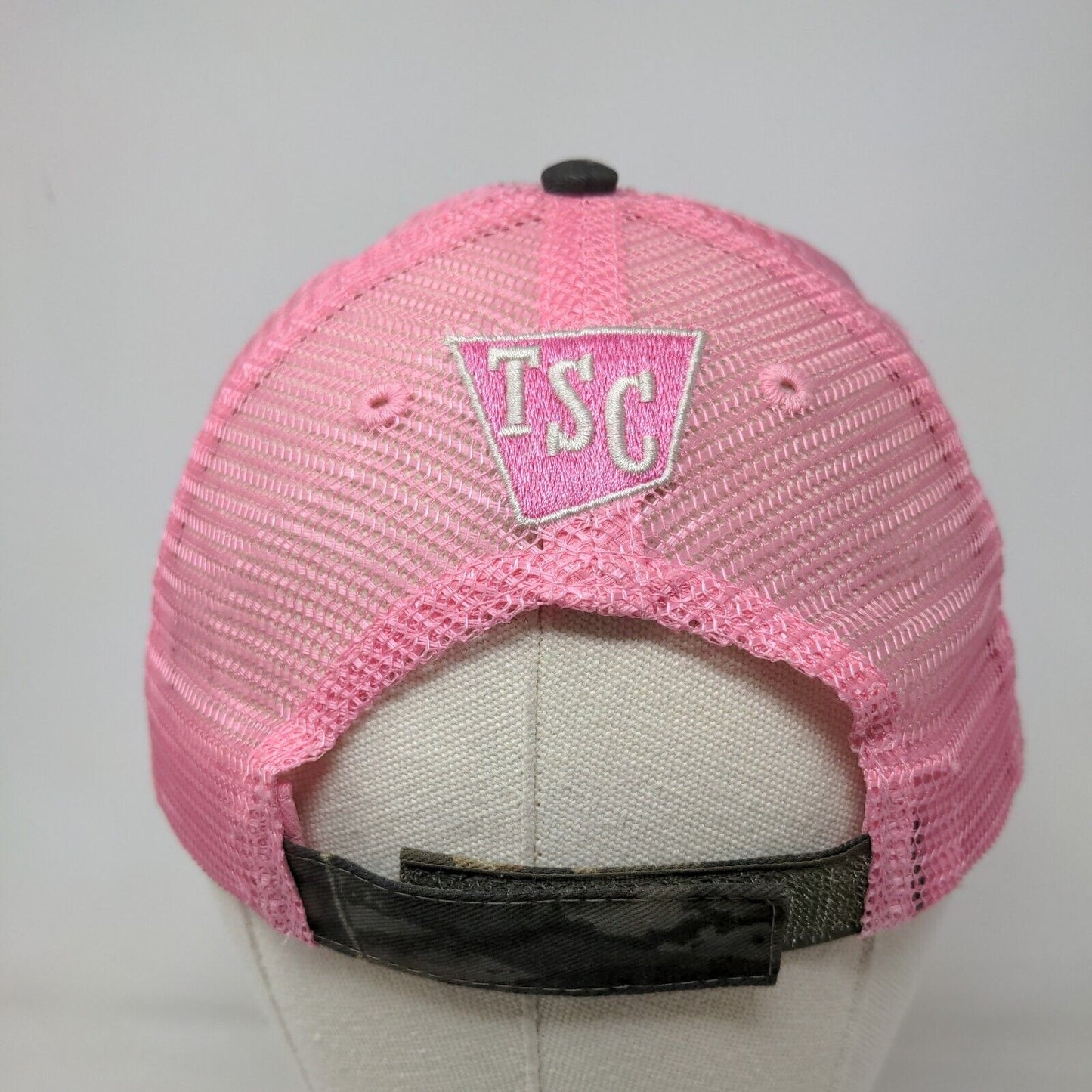 Tractor Supply Company Womens Strapback Mesh Back Hat Pink Camo Embroidered Logo