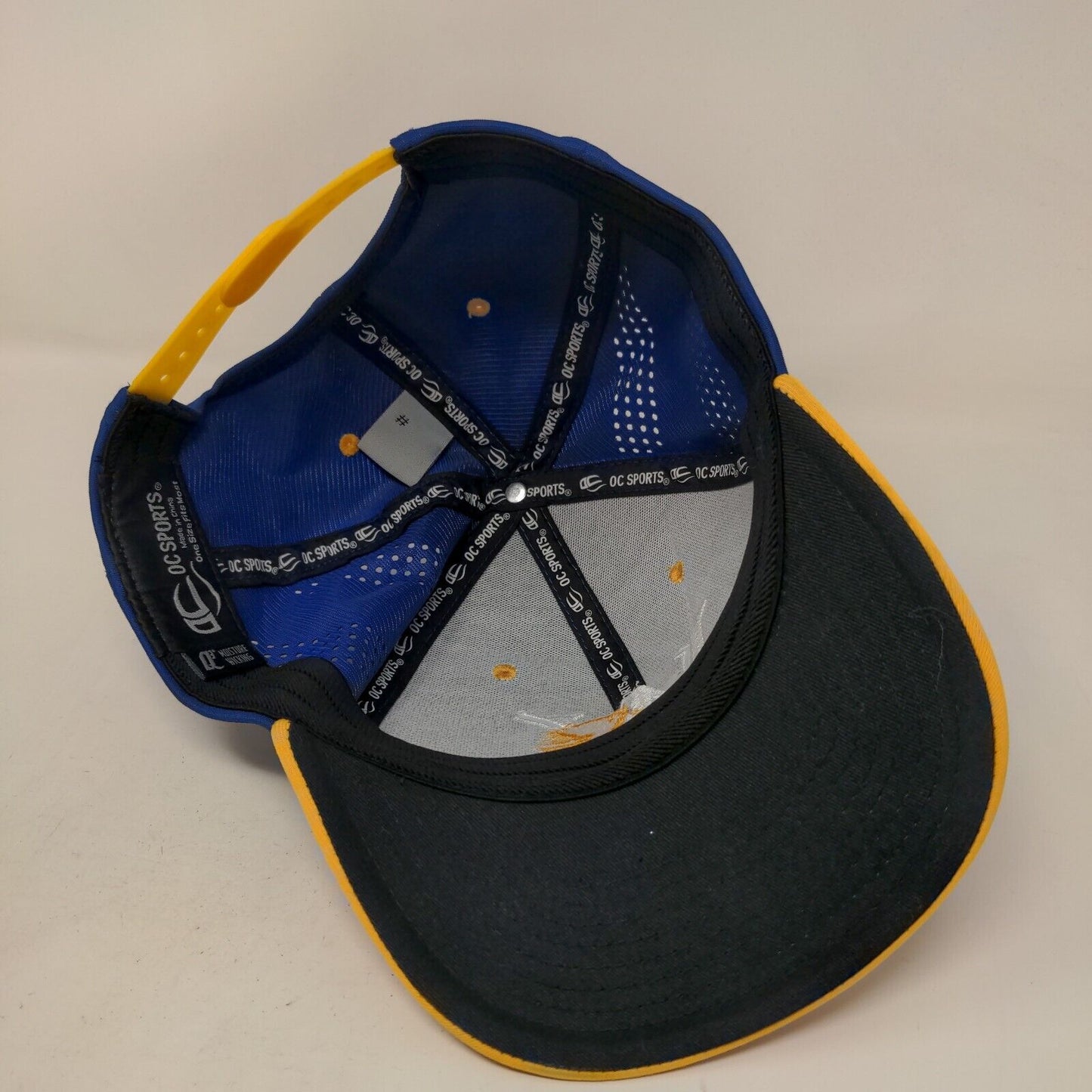 OC Sports Men's Snapback Hat Blue Yellow OSFM Embroidered W Palm Tree Logo