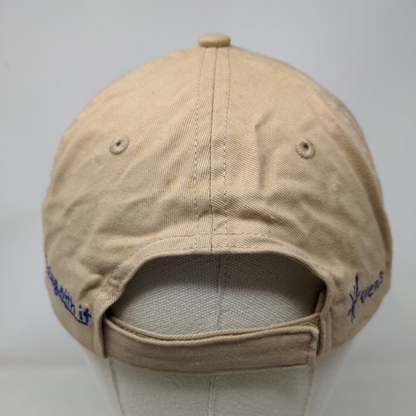 Living With It Aventis Strapback Hat Tan One Size Embroidered Adjustable