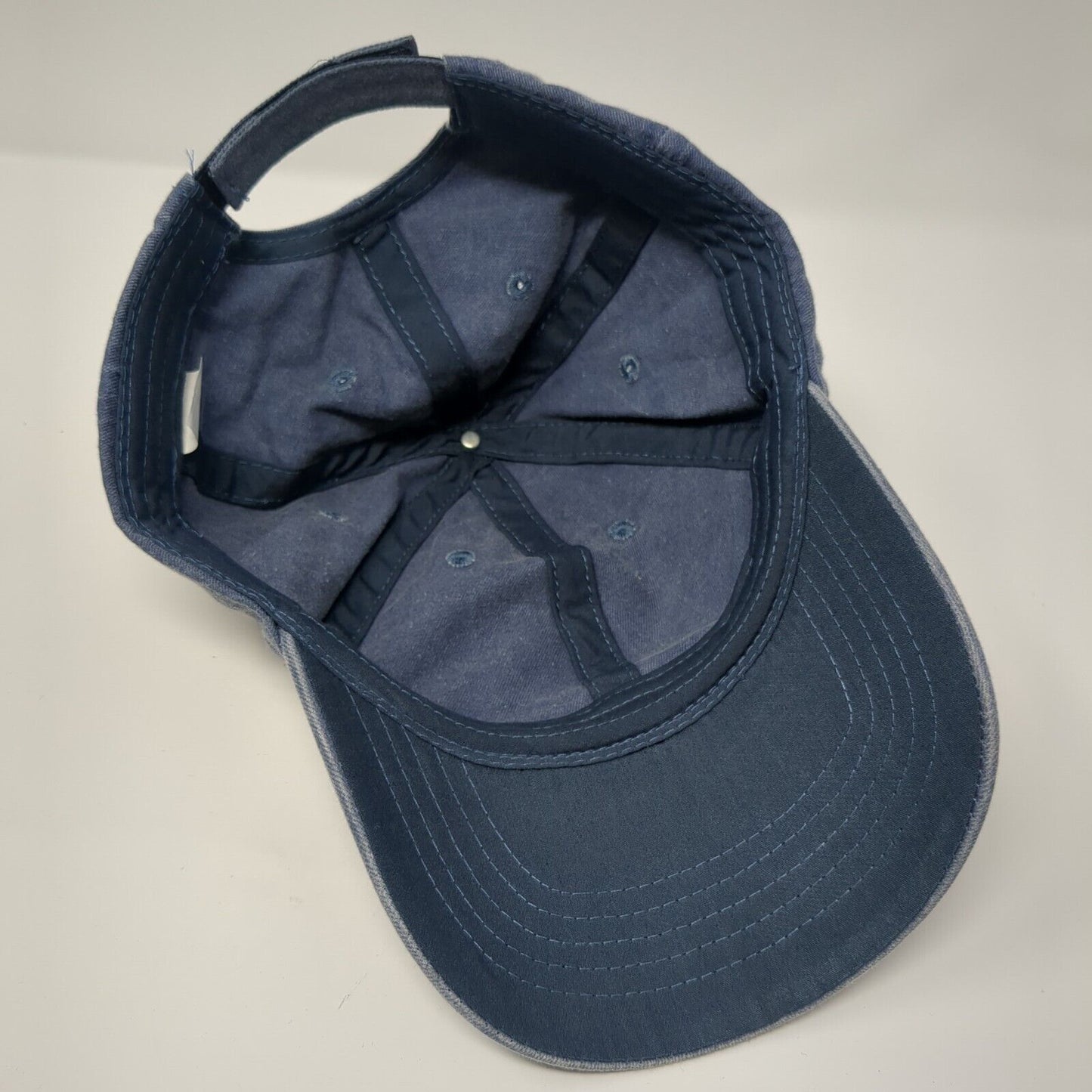 Unbranded Strapback Hat Blue One Size Adjustable Vented Holes 6 Panel Blank