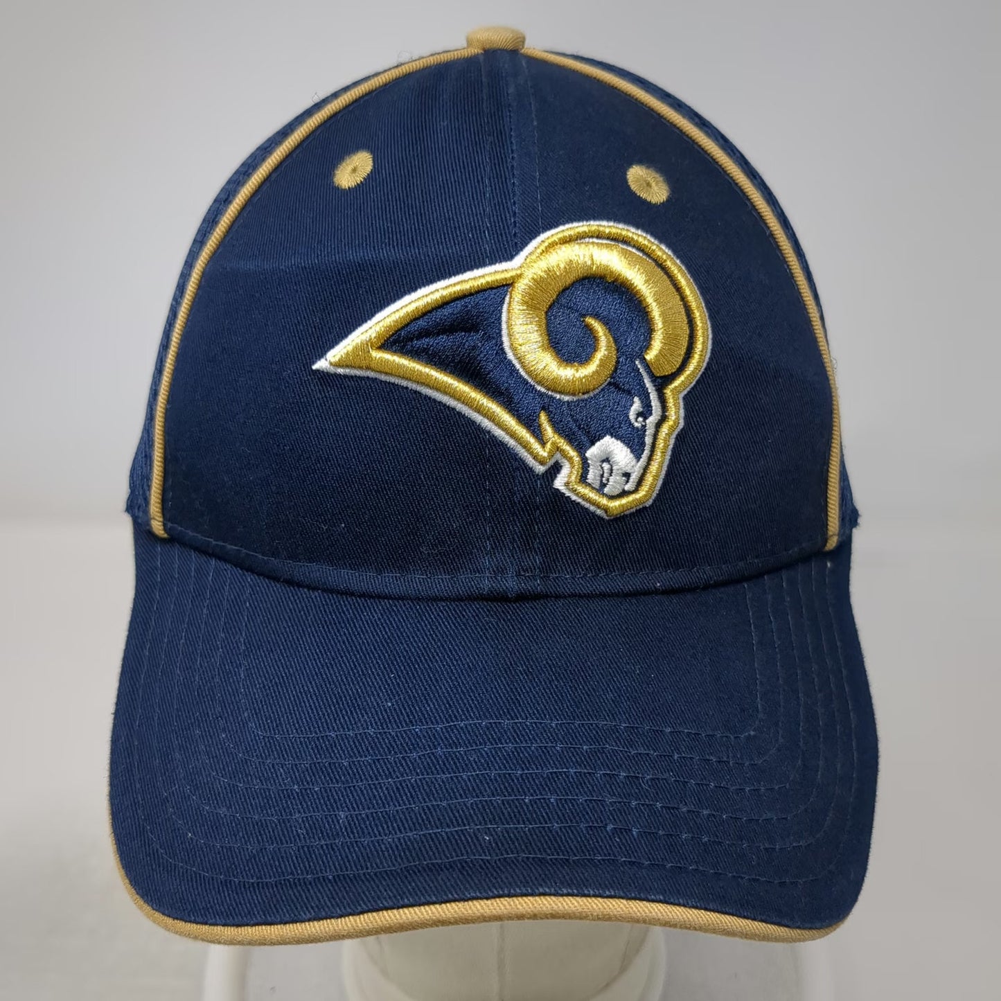 Los Angeles Rams NFL New Era Blue Cap M 39THIRTY Mesh Back Stretch Gold Hat Logo
