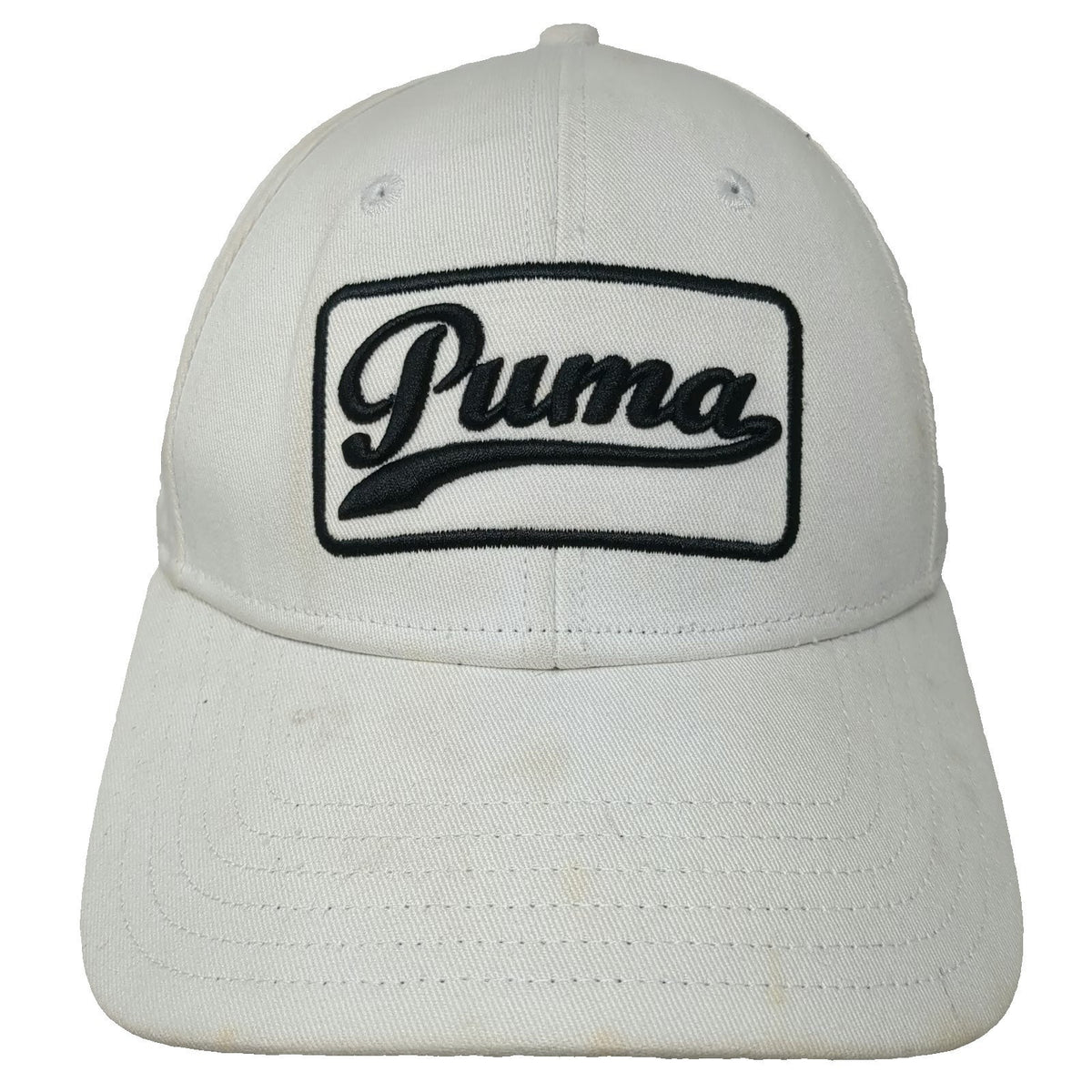Puma Baseball Cap White One Size Adjustable Hat Script Patch Embroidered Logo