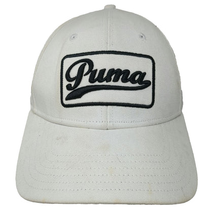 Puma Baseball Cap White One Size Adjustable Hat Script Patch Embroidered Logo