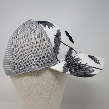 Black Clover Trucker Hat White Gray Palm Tree OSFM Clover Mesh Back Live Lucky