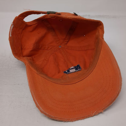 No Boundaries Baseball Cap Orange Blue One Size Distressed Slideback Logo Hat
