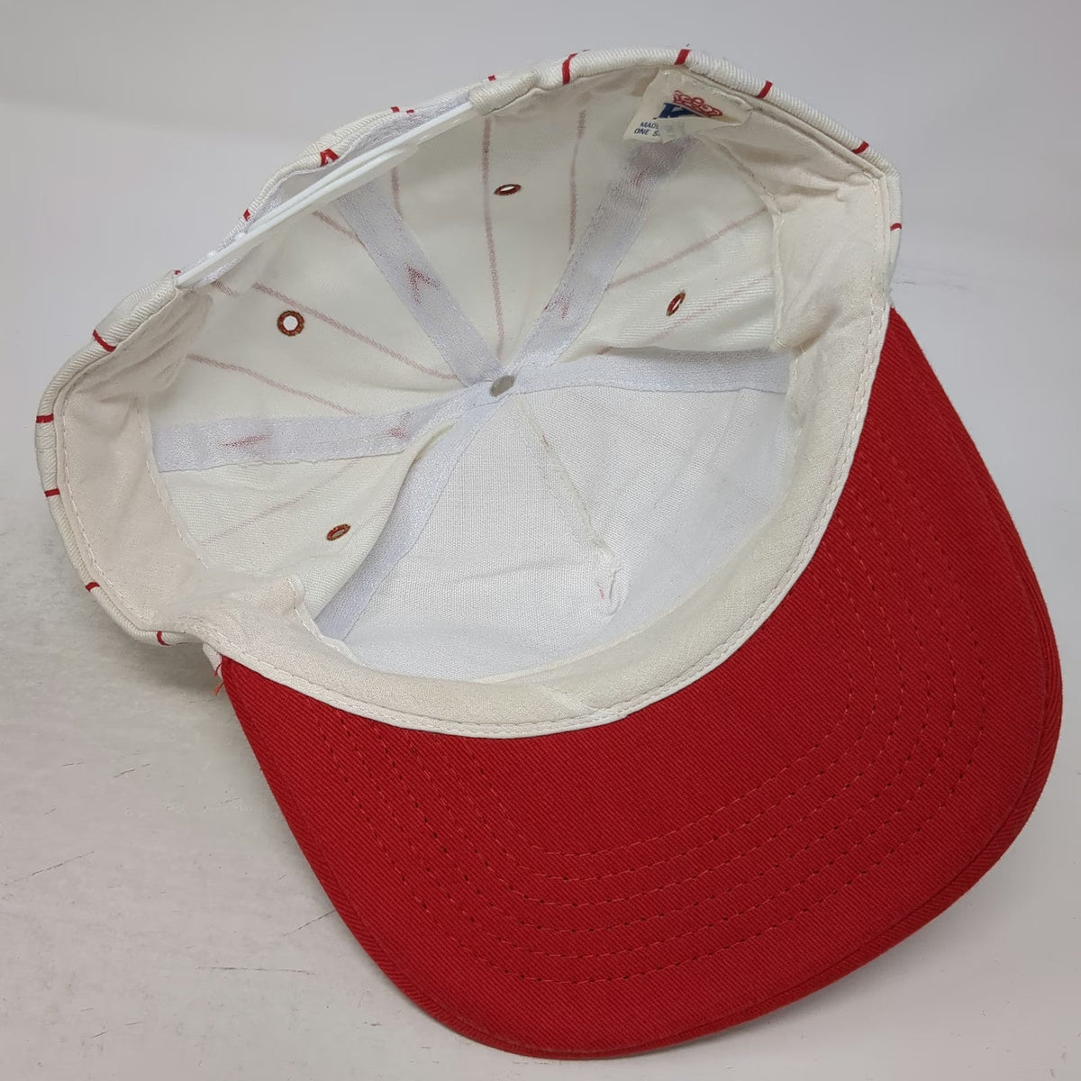 KC 5 Panel White Red One Size Coca-Cola Enjoy Script Pinstripe Snapback Hat