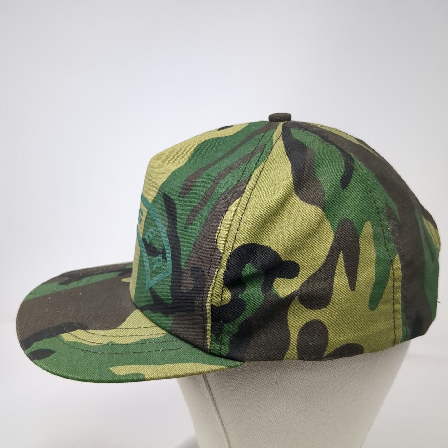 Trucker Green Camo Ranger Hat OS Snapback Made in USA Woodland Military Vintage