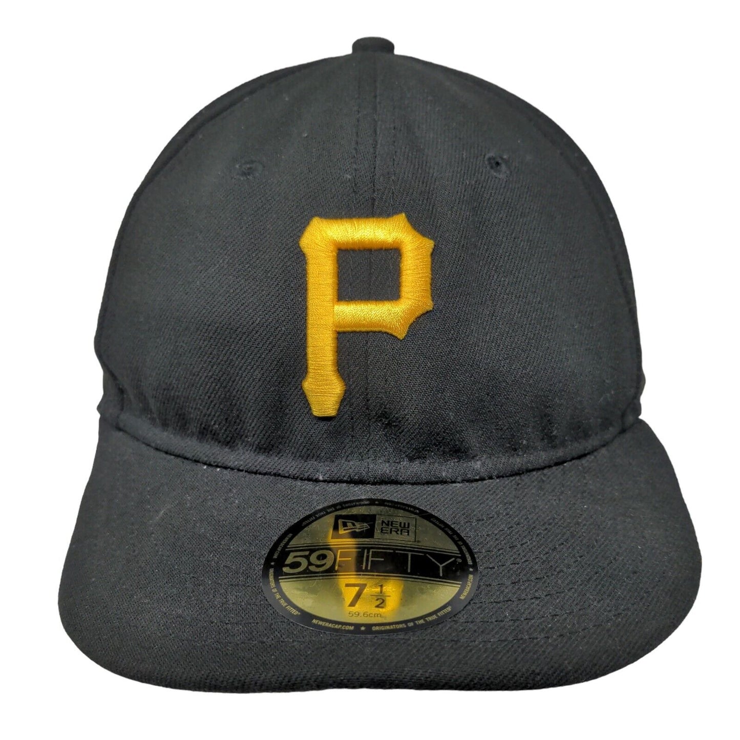 Pittsburgh Pirates Fitted Hat Black Size 7 1/2 Embroidered New Era 59Fifty MLB