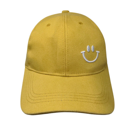 Smiley Face Slideback Hat Yellow One Size Solid Adjustable Embroidered
