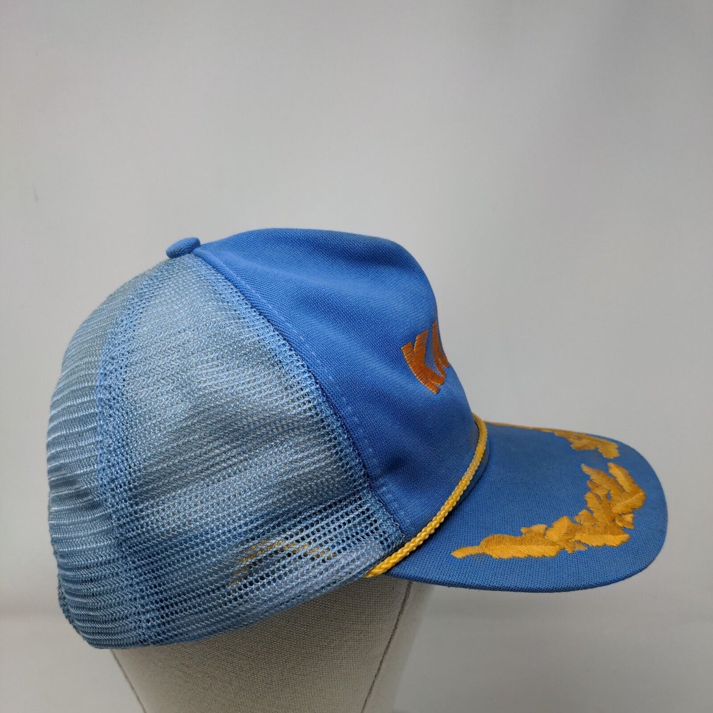 Kauai Snapback Mesh Back Rope Trucker Hat Blue One Size Scrambled Eggs