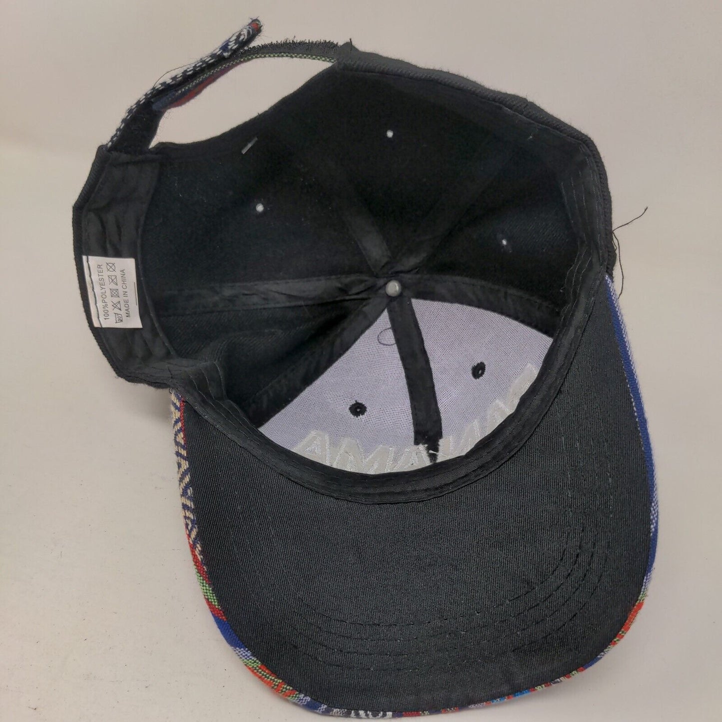 Panama Strapback Hat Multi One Size Embroidered Striped Adjustable