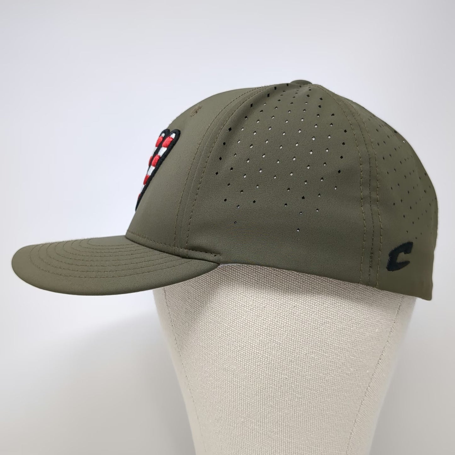 Champro Baseball Cap Green Red White Blue Size M USA Flag W Stretch Fit Hat
