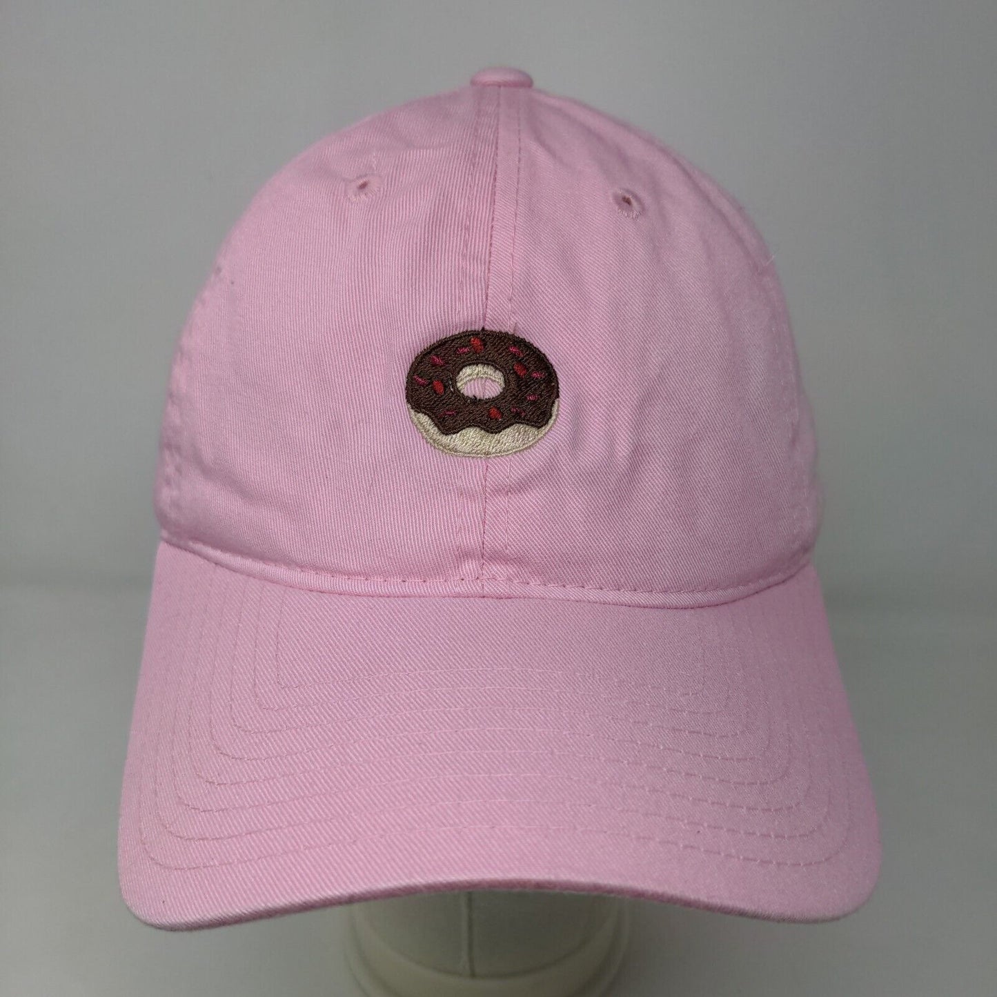 Unbranded Women's Slideback Hat Pink Adjustable Embroidered Donut Logo Cotton