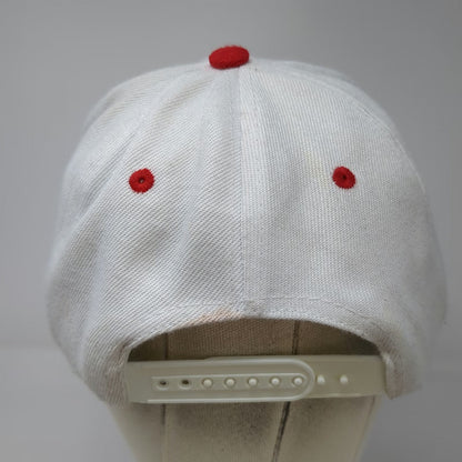 Snapback Hat White Red One Size Canada Embroidered Flat Brim Two Tone 6 Panel