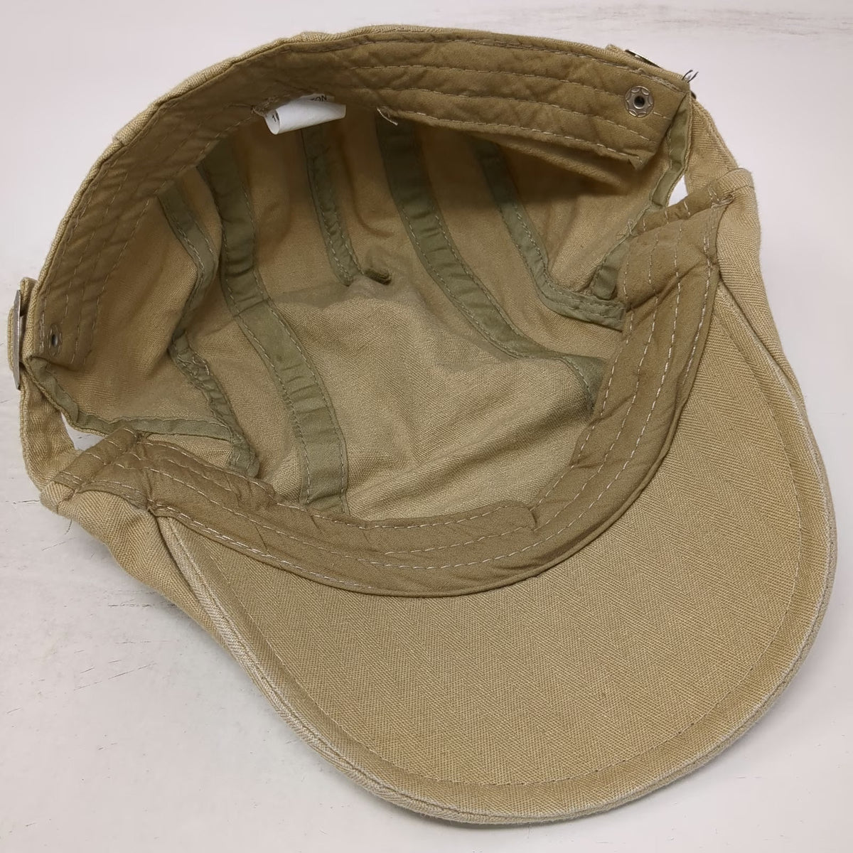 Newsboy Cap Beige One Size Side Buckles Slideback Cotton Panelled Driving Hat