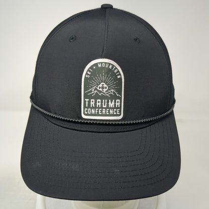 Richardson 5 Panel Black Hat One Size Rope Perforated Performance Trauma Patch
