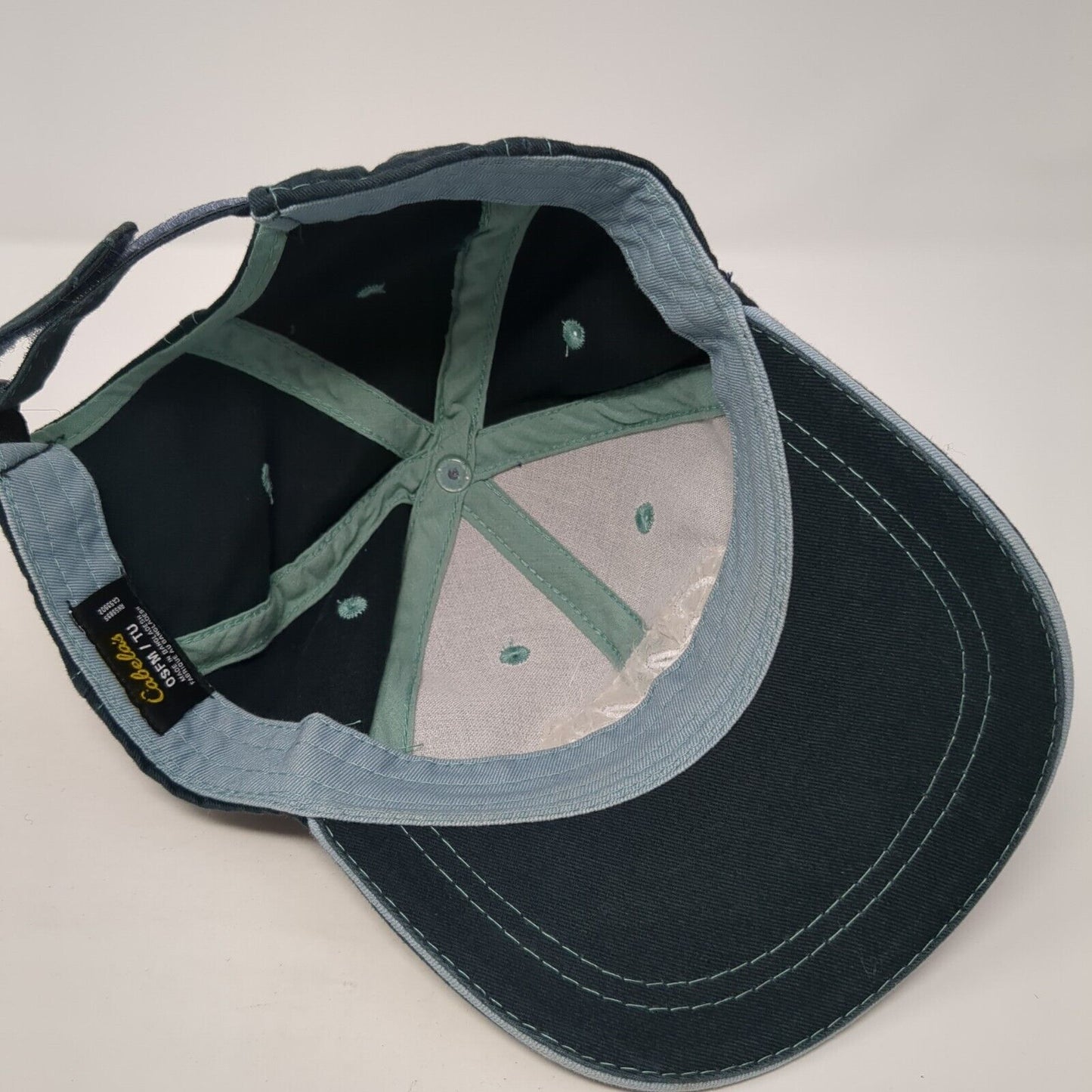 Cabela's Strapback Hat Blue One Size Adjustable Embroidered Distressed 6 Panel