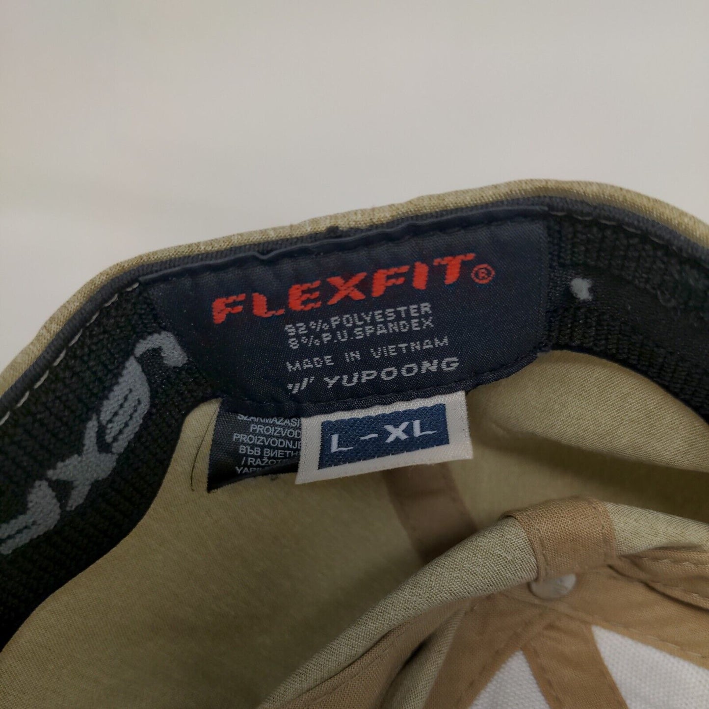Hurley Fitted Hat Tan Size L/XL Flexfit Embroidered Vented Holes 6 Panel Yupoong