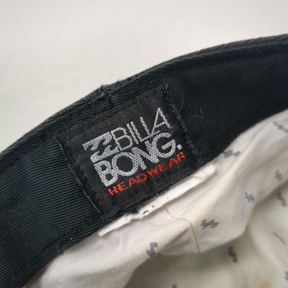 Billabong Army Cap Black One Size Herringbone Pattern Metal Logo Flat Top Hat