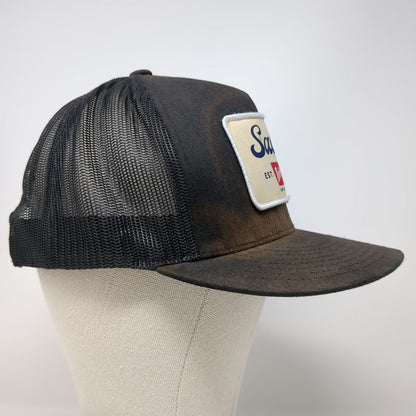 Yupoong Trucker Hat Black OSFM Salty Rodeo Patch Snapback Matt 5:13 Mesh Back