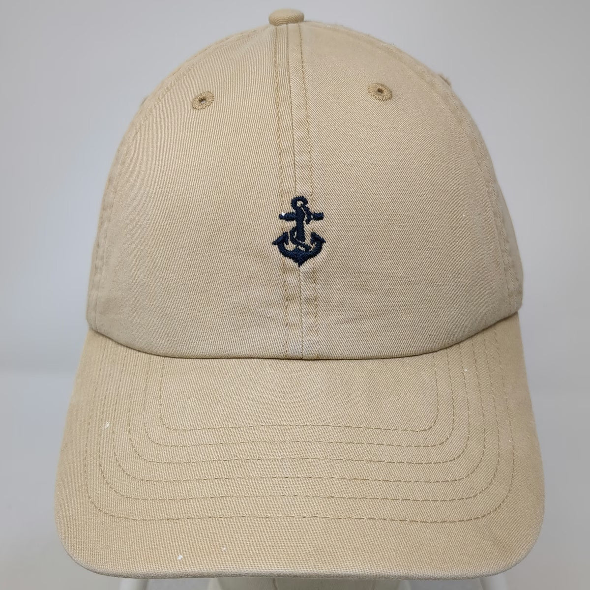 GLH Baseball Cap Beige One Size Cotton Slideback Embroidered Anchor Logo Hat