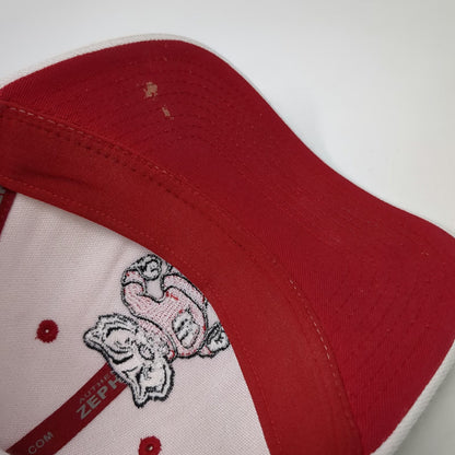 Wisconsin Badgers NCAA Zephyr Cap White L Stretch Fit Bucky Badger Mascot Logo