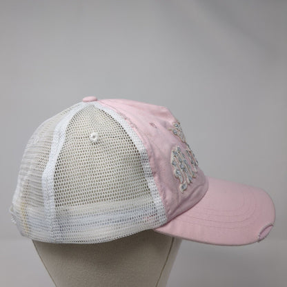 Unbranded Snapback Trucker Hat Pink One Size Mesh Back Crown Rhinestone