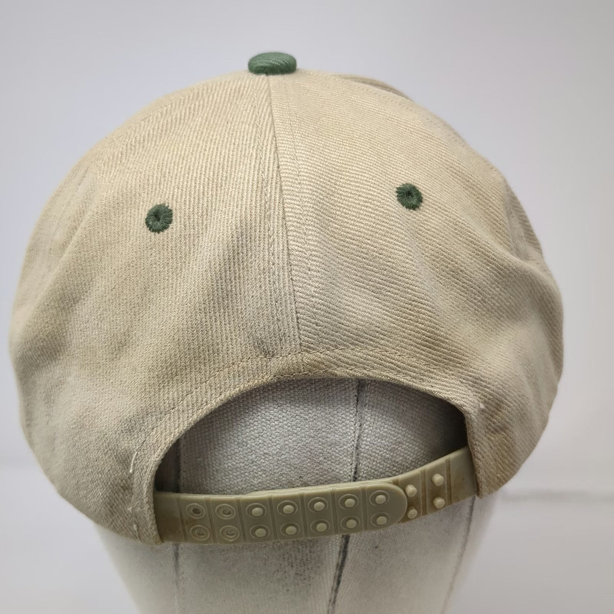 CAT Snapback Hat Beige Green One Size Embroidered Logo Construction Workwear