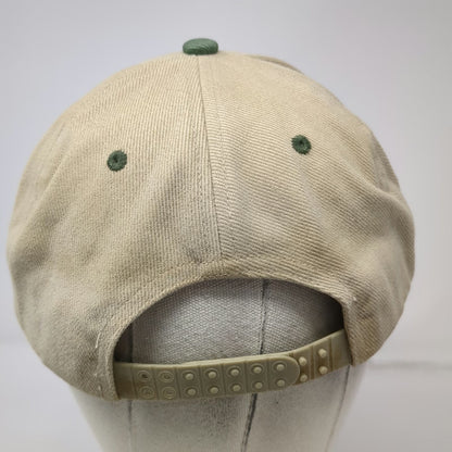 CAT Snapback Hat Beige Green One Size Embroidered Logo Construction Workwear