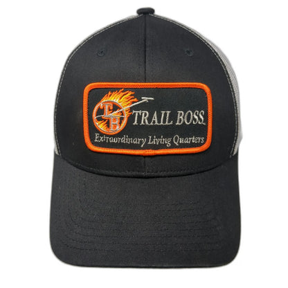 Yupoong Trucker Hat Black White OSFM Trail Boss Living Quarters Mesh Snapback