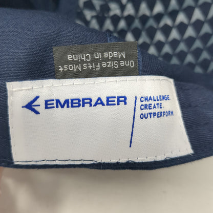 Embraer Slideback Hat Blue One Size Adjustable Embroidered Logo 6 Panel
