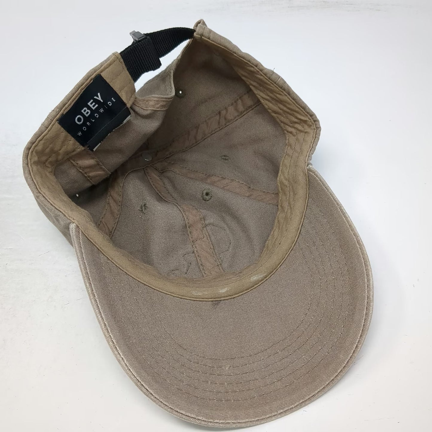Obey Baseball Cap Brown One Size Strapback Embroidered Logo Patch Cotton Hat