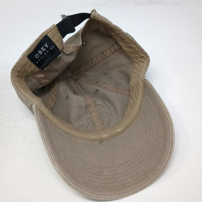 Obey Baseball Cap Brown One Size Strapback Embroidered Logo Patch Cotton Hat