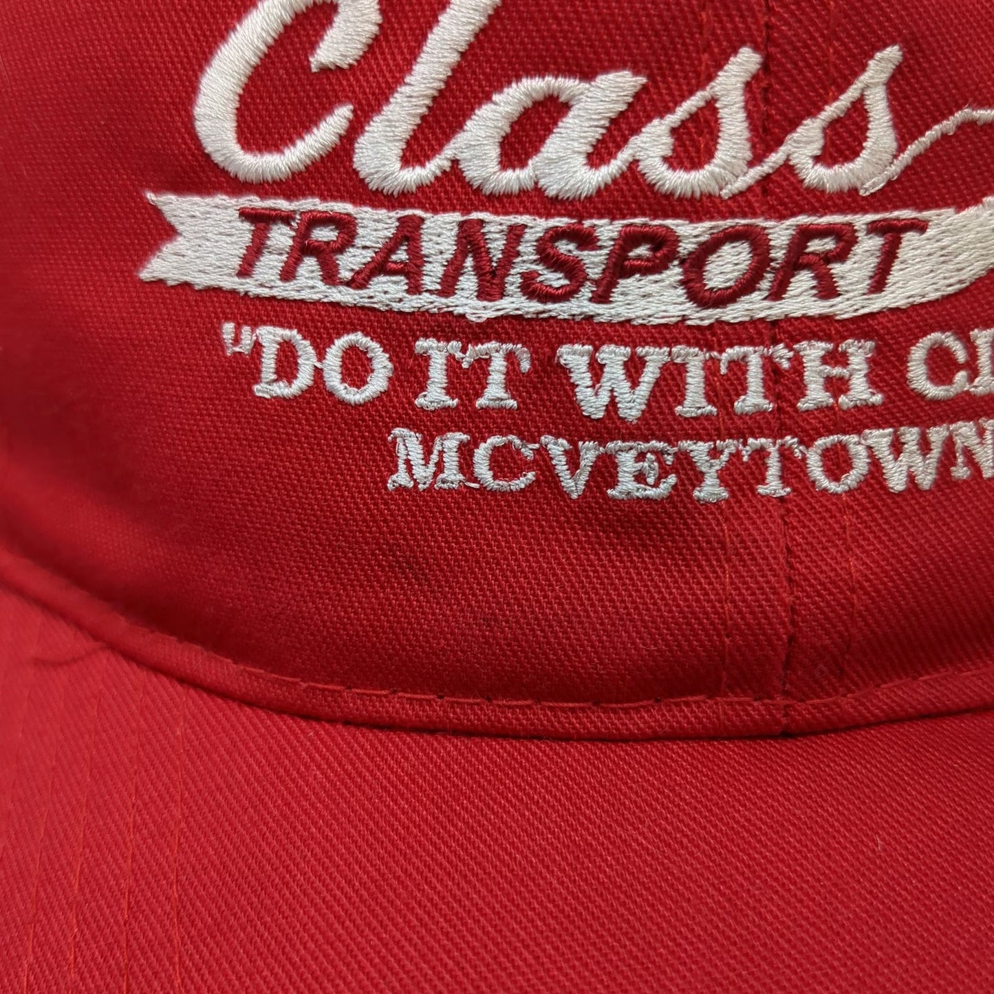 San Sun Class 1 Transport Mcveytown PA Red Trucker Hat One Size Snapback Mesh
