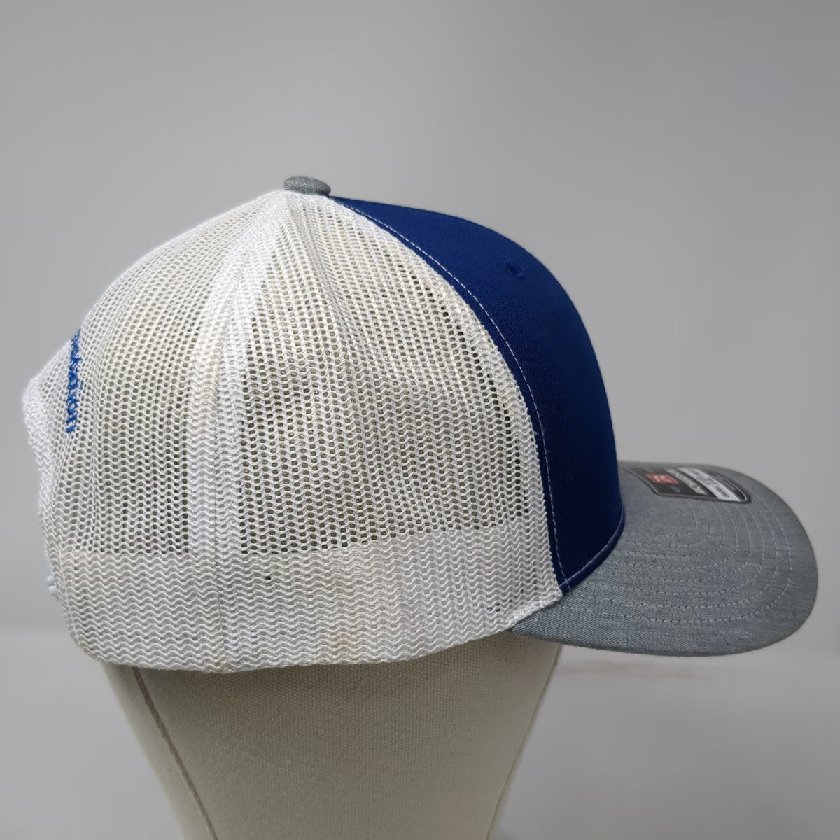 Richardson Trucker Hat Blue Gray White One Size Auto Ranch Foundation Snapback