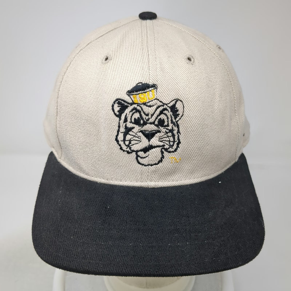LSU Tigers NCAA Pro-Line Snapback Hat Beige Black Yellow Flat Brim Vintage