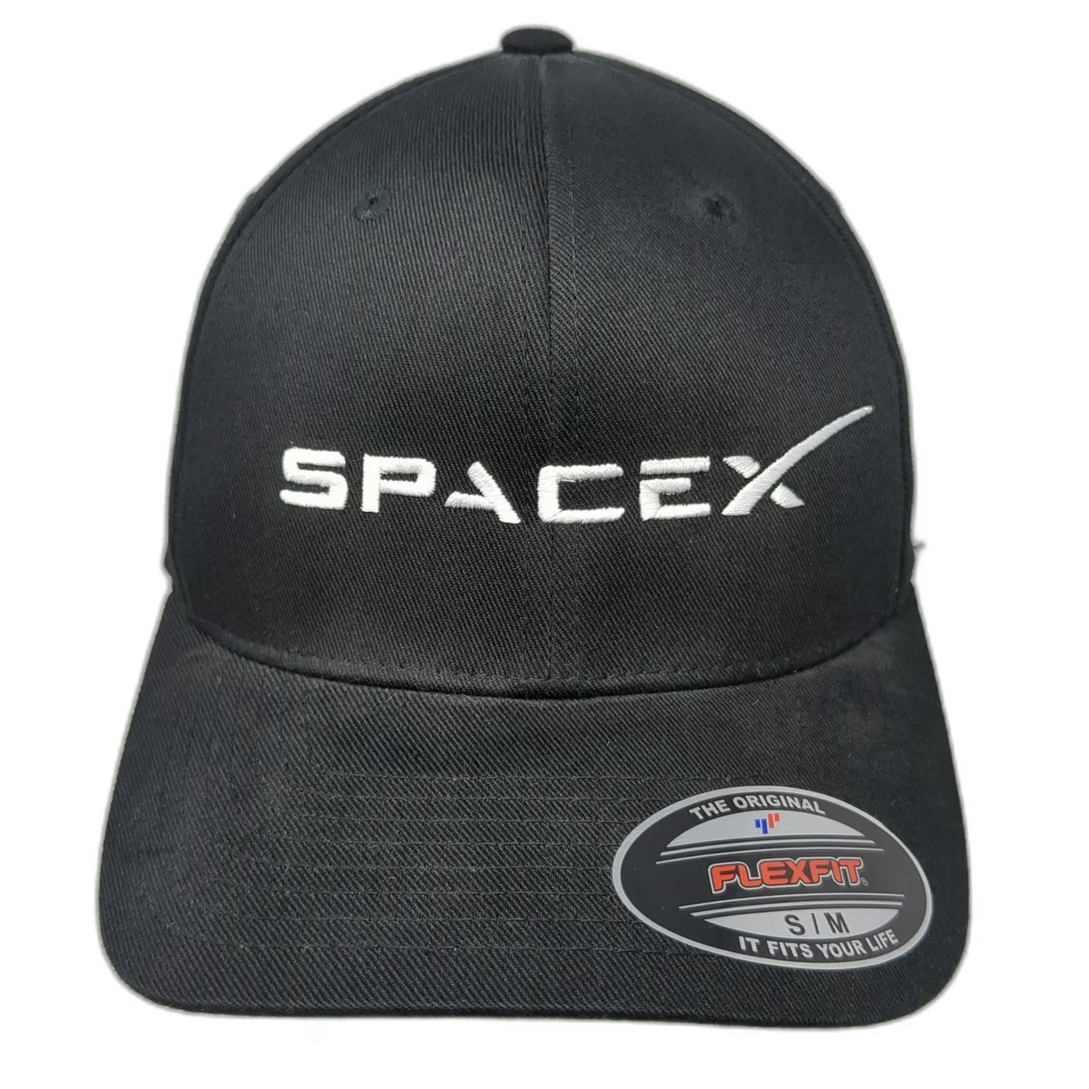Flexfit Baseball Cap Black M SpaceX Logo Embroidered Aerospace Rocket Fitted Hat
